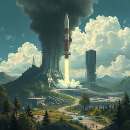 a beautiful hyperdetailed painting of missile launch facility nature by john william casilear, postcyberpunk, archdaily, wallpaper, highly detailed, trending on artstation.