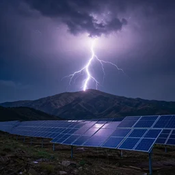 solar montain with lightning bolts.