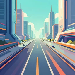a beautiful and immaculate futuristic fantasy. view from afar. vector rendering. outrun style. leading lines. vanishing point. trending on artstation. by chris moore. beeple colors.