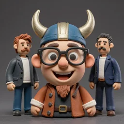 8 5 mm f 1. 8 photograph of a claymation happy viking wearing hipster glasses, highly detailed diorama, by erwin olaf and anton corbijn, smooth, sharp foccus, commercial photography, fashion shoot