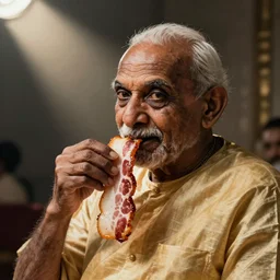 ghandi eating bacon