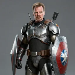 Walter White in battle armor with shields, 4k octane render, highly detailed