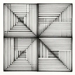 procedural, grayscale, minimal, geometric pattern in ink on paper.