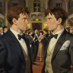 craig mullins and ghibli and james gurney detailed realist painting of a 1 9 2 0 s grand party in a beautiful mansion, many partygoers, strong contrast, unreal engine, hyper realism, realistic shading, cinematic composition, realistic render, octane render, detailed textures, photorealistic, close shot, 3 5 mm film