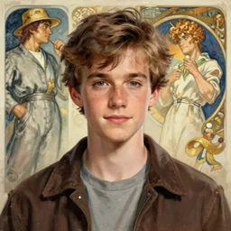film still of youthful charlie day. he is dressed as a blacksmith. well composed, clean elegant painting, beautiful detailed face. comic book art by steve ditko and jack kirby and ( alphonse mucha )