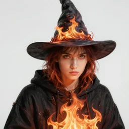 portrait of a witch fire with hoodie by Krenz Cushart