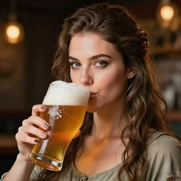 stunning portrait goddess of beer, realistic, detailed, goddess of beer
