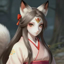 A realistic anime portrait of a beautiful kitsune woman with a human face wearing a kimono, from Skyrim, digital painting, by Stanley Artgerm Lau, WLOP, and Rossdraws, digtial painting, trending on ArtStation, deviantart