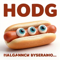 hotdog made of human eyes photo with impact font top and bottom text