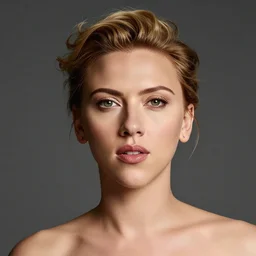 a portrait of scarlett johansson with rembrandt lighting,, single head, no double head,