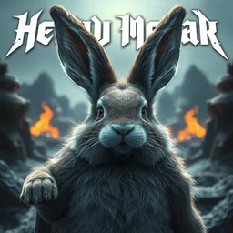 heavy metal album cover art with a bunny, unreal engine, trending on artstation, photorealistic, octane, trending on deviantart