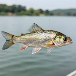 mutant fish caught by both fishermen, tail fin, eye.