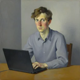 painting of a typical reddit user by grant wood