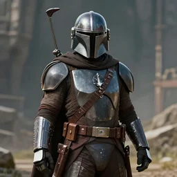 a medieval fantasy mandalorian in the style of expert beautiful digital art by envar studio, detailed, epic, stunning composition