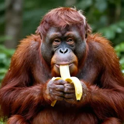 donald trump as an orangutan eating a banana,