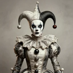front shot of a jester harlequin mastermind character, intricate, elegant, highly detailed, centered, (((artstation, concept art, smooth, sharp focus, artgerm, Tomasz Alen Kopera, Peter Mohrbacher, donato giancola, Joseph Christian Leyendecker, WLOP, Boris Vallejo))), mugshot!!!!!, ugly!!!!!!, octane render, nvidia raytracing demo, grainy, muted