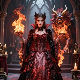 bloody vampire princess summons burning demon serious colorful gothic ceremony 4 k high definition soft diffuse lighting artstation trending path traced contrast light and dark colorful bokeh massive scale cinematic breathtaking lovecraftian horror nightmare apocalypse cataclysm, art by greg rutkowski