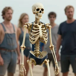 , skeleton in a swimsuit, highly detailed, accurate, 8 k uhd, character design, candid photography, by greg staples and anne stokes and greg rutkowski and michael whelan
