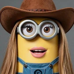 balenciaga campaign featuring jar jar binks as a female cowgirl, long eyeslashes, huge juicy lips, big seductive eyes, unprocessed colors, # nofilter, realistic vfx simulation