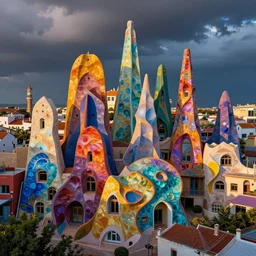 City of Pristine Colors, colorful, iridescent colors, organic architectural shapes, painted by Eytan Zana