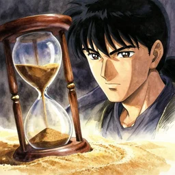 portrait, The sands of time spill from the fates hourglass, watercolor, dramatic lighting, cinematic, establishing shot, extremely high detail, foto realistic, cinematic lighting, pen and ink, intricate line drawings, by Yoshitaka Amano, Ruan Jia, Kentaro Miura, Artgerm, post processed, concept art, artstation, matte painting, style by eddie mendoza, raphael lacoste, alex ross