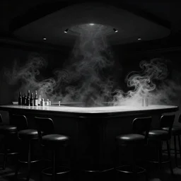 noir bar scene, smoky, psychedelic, minimalist, frank miller style