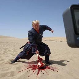 gopro footage of trump getting mangled by a samurai, blood and bone, ground meat