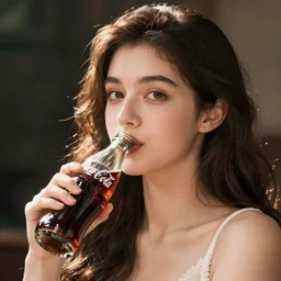 beautiful model woman drinking a Coca-Cola by Alessio albi