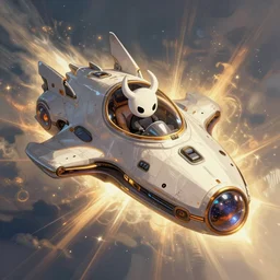 Artistic illustration of a futuristic scifi spaceship in hollow knight style