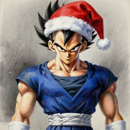 an oil painting of a vegeta wearing a christmas hat drawn by frank frazetta, 3 d, cinematic 4 k wallpaper, 8 k, ultra detailed, high resolution, award - winning pencil drawing