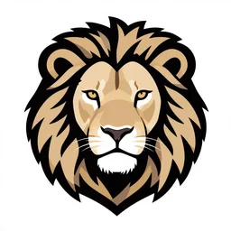 lion head vector art, on a black background, full shot