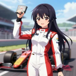 nazrin from touhou winning a f 1 race, anime