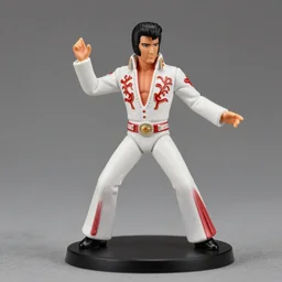 still high quality figurine of elvis presley, personification, dynamic pose, detailed product photo, featured on amiami, tone mapped, beautiful composition, 8 5 mm, f. 1 4