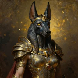 fantasy oil portrait depicting a cybernetic reptilian anubis girl, atlantean warrior, soul - piercing look, francois boucher, oil painting, clear resolution, unreal 5, daz, hyperrealistic, octane rendering, regal, refined, detailed digital art, rpg portrait, william - adolphe bouguereau, michael cheval, steampunk, hyperdetalized, artstation, cgsociety, volumetric dynamic lighting with golden spots, highly detailed, cinematic lighting, unreal engine, 8 k, hd