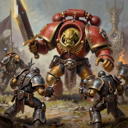 detailed painting of orks from warhammer fantasy fighting against orcs from warcraft 3