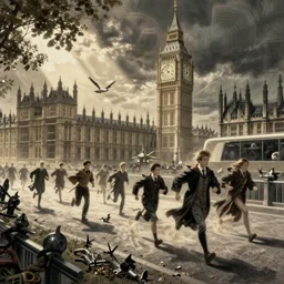 London run over by wizards, drawing