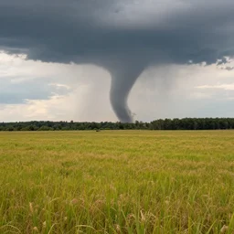 beautiful landscape with a large tornado in the background