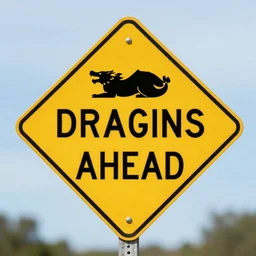 a sign that says DRAGONS AHEAD