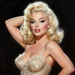 portrait of bettie page, intricate, elegant, glowing lights, highly detailed, digital painting, artstation, glamor pose, concept art, smooth, sharp focus, illustration, art by frank frazetta, william mortensen, arny freytag
