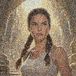 face portrait of concentrated young Sandra Bullock as Lara Croft with pig-tails entering an incredible epic ruin, glorious sun beams, intricate, elegant, highly detailed, digital painting, short focus, illustration, Allan Lee, John Howe