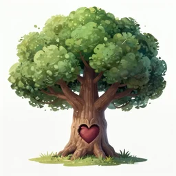 a beautiful digital illustration painting of a detailed fantasy tree with a heart carved in the trunk grass and flowers by james gurney and, 8 k resolution trending on artstation concept art digital illustration