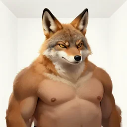 portrait of a brawny burly surly coyote head (man) standing in a plain white room digital art by Nerdrum John, William Waterhouse, Winslow Homer, Alex Heywood, Jordan Grimmer, Darren Quach, Greg Rutkowski, Simon Stalenhag, trending on Artstation, CGSociety