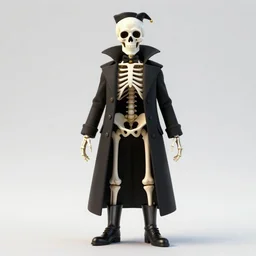 skeleton magician in a black coat, 4 k, highly detailed, trending on artstation, digital art, fantasy cg illustration, character design