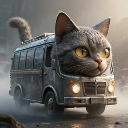 photorealistic Catbus inspired by Giger, octane render, unreal engine 4k, volumetric light, fog, detailed