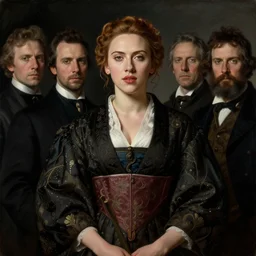 museum quality portrait of young scarlet johansson in japanese costume by jan van eyck, tom bagshaw, jean delville, william bouguereau, albrecht durer, symbolist painting, mysterious mood