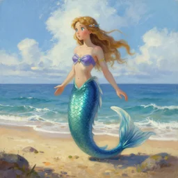 Mermaid in beach Panâ€™s Labyrinth digital art painting by Tim Hildebrandt fanart of Tim Hildebrandt
