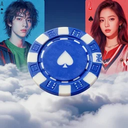 a close up of poker chip flying above the clouds by inio asano, beeple and james jean, aya takano color style, 4 k, super detailed, modern, 4 k, symmetrical