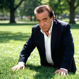 photo still of danny devito touching grass, 8 k, sunny day in a park