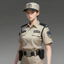 pale skin security officers beige uniform trending on artstation high detail digital painting
