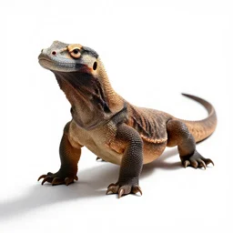playful komodo dragon, high detail photograph, full body, isolated on a pure white background, centered, entire subject in frame, sharp focus, soft studio lighting